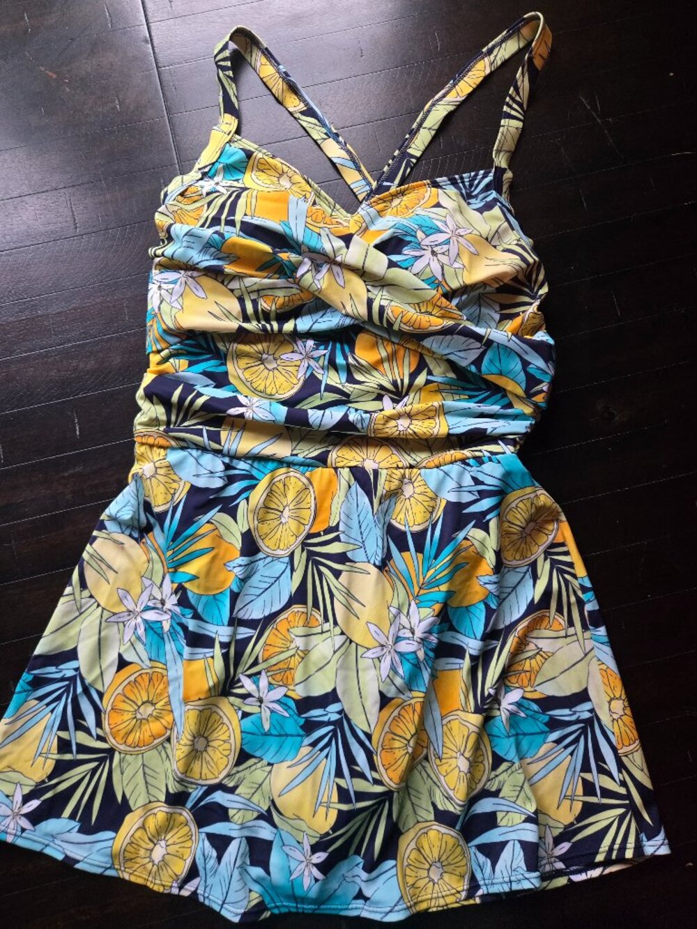 Denim Co Lemon Floral Swim Dress 10